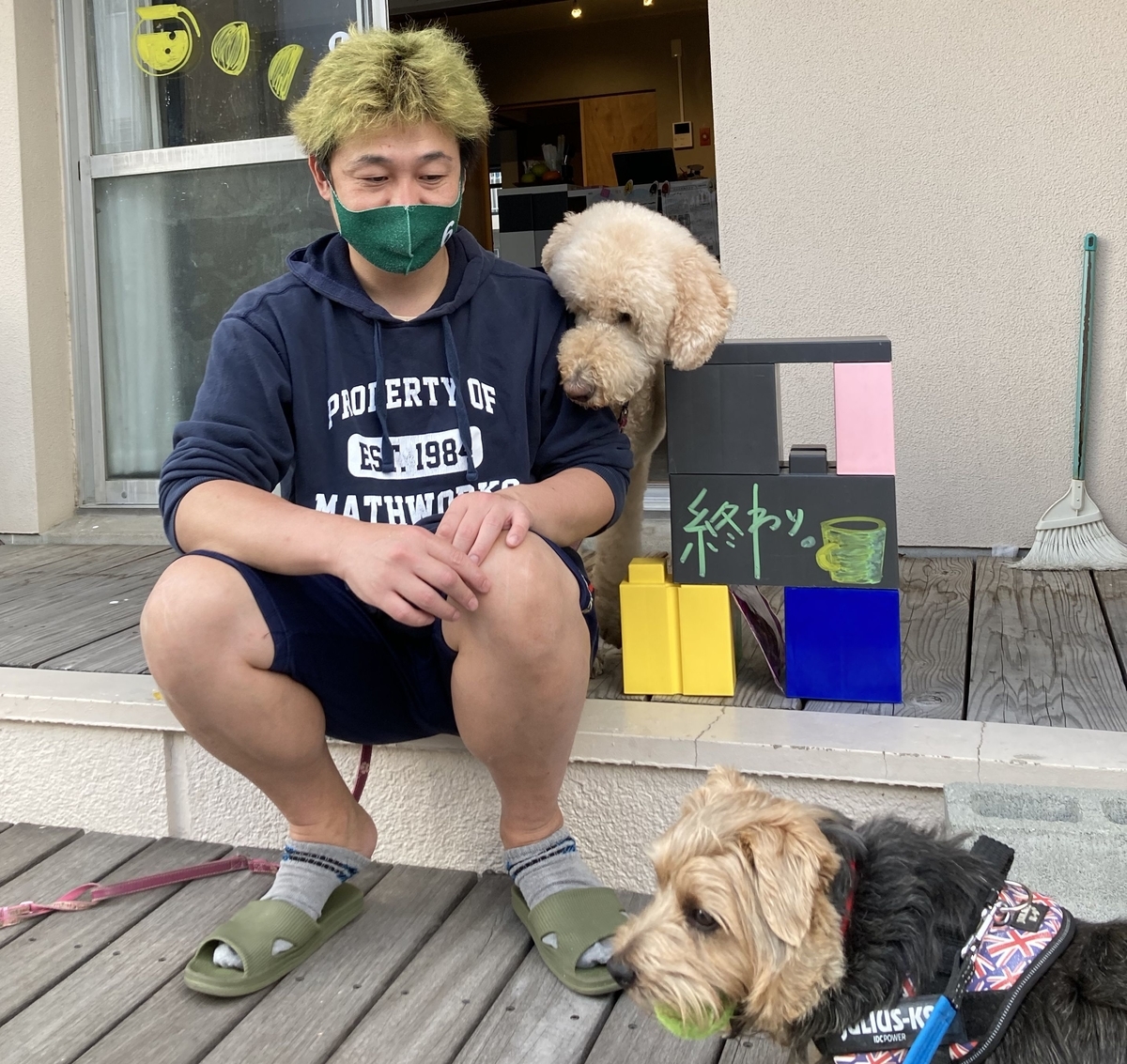 ツキシマコーヒーに訪れる犬