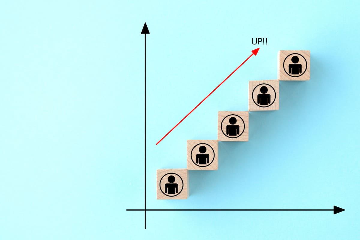 来店数が上昇しているイメージを表すグラフ