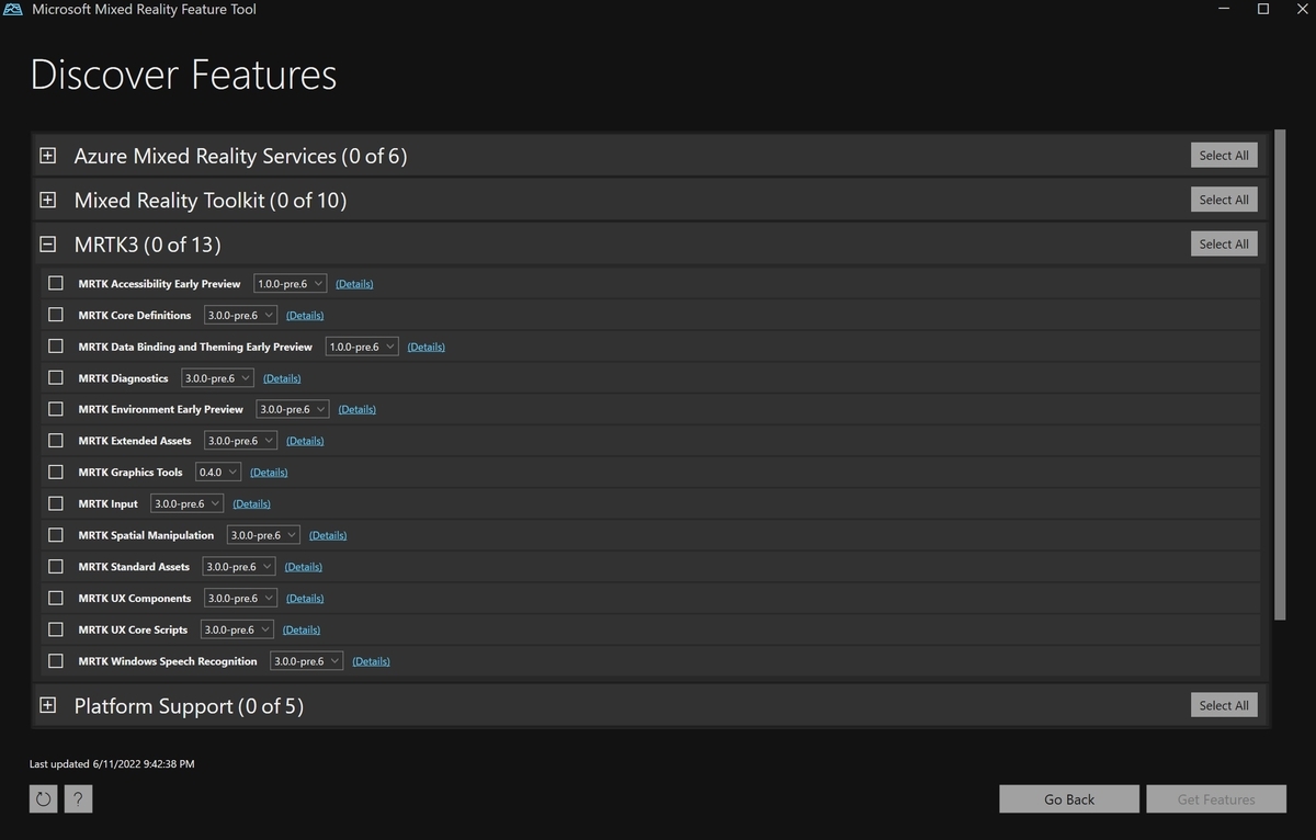 Mixed Reality Feature Toolを使ってパブリックプレビューのMRTK3をインポートする MRが楽しい