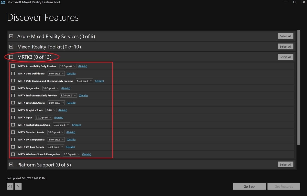 Mixed Reality Feature Toolを使ってパブリックプレビューのMRTK3をインポートする MRが楽しい