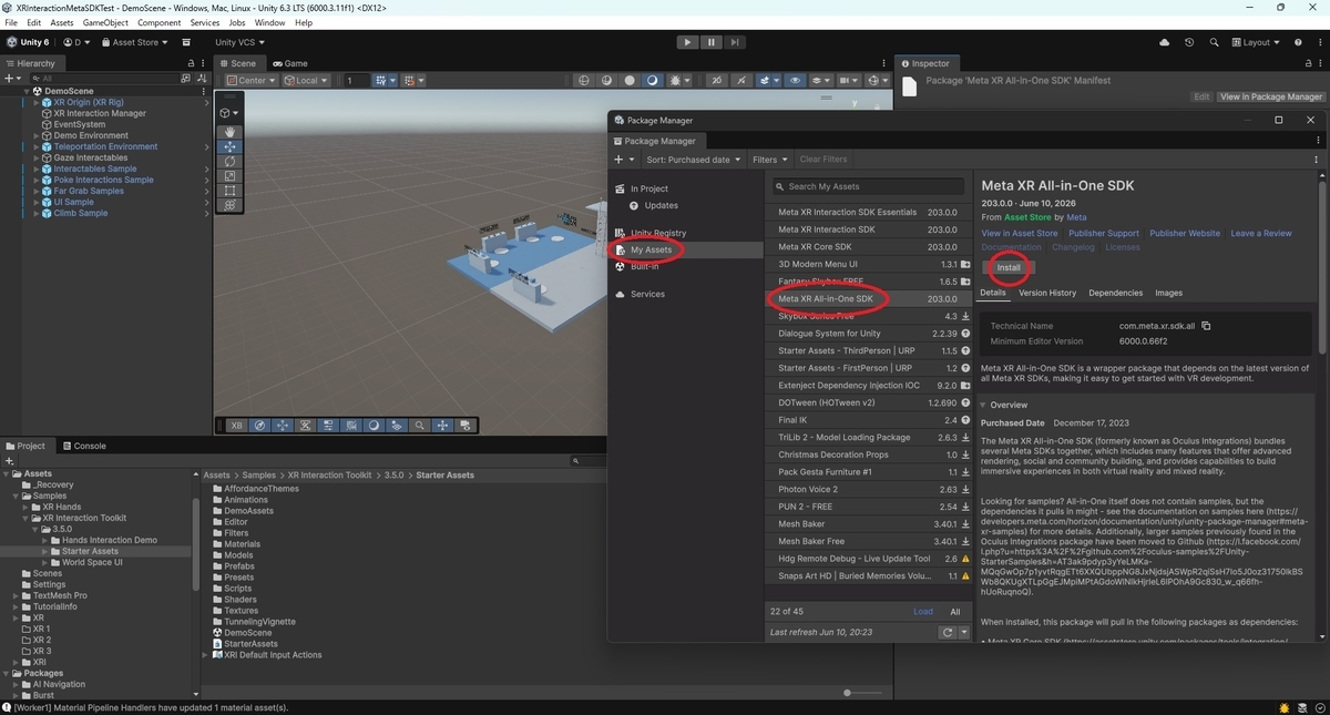 XR Interaction Toolkitを使ってMetaQuest3向けのUnityプロジェクト