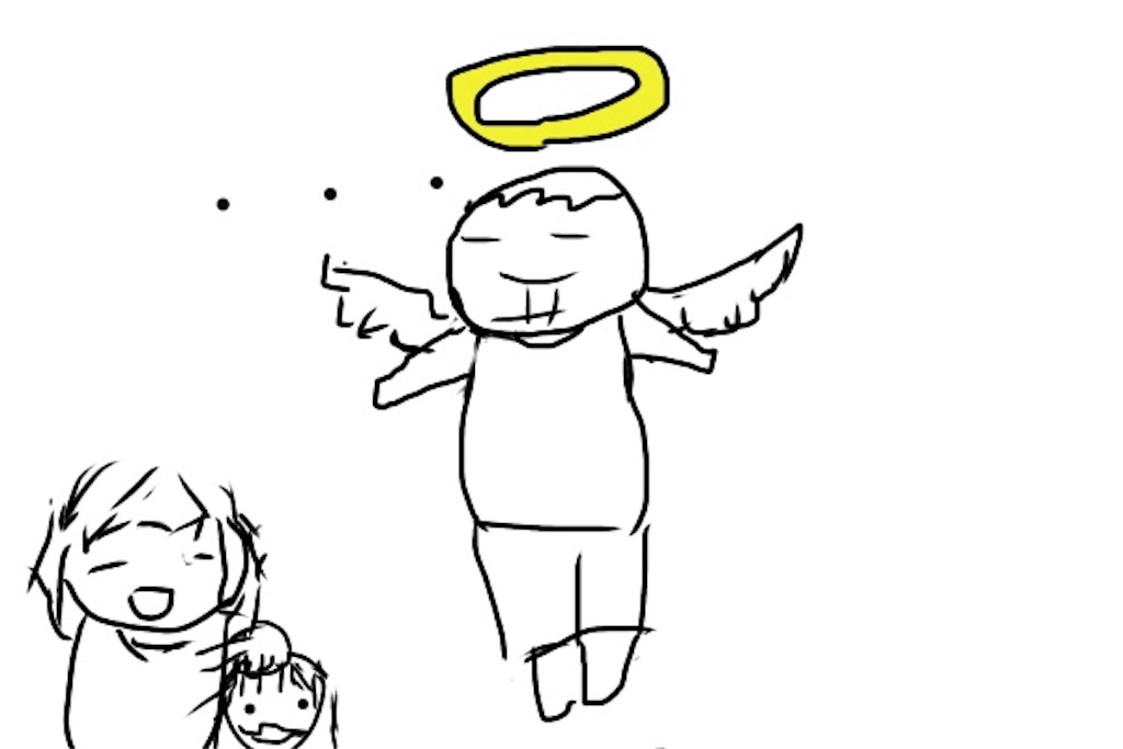 ポポちゃん人形を鷲掴みにするイラスト
