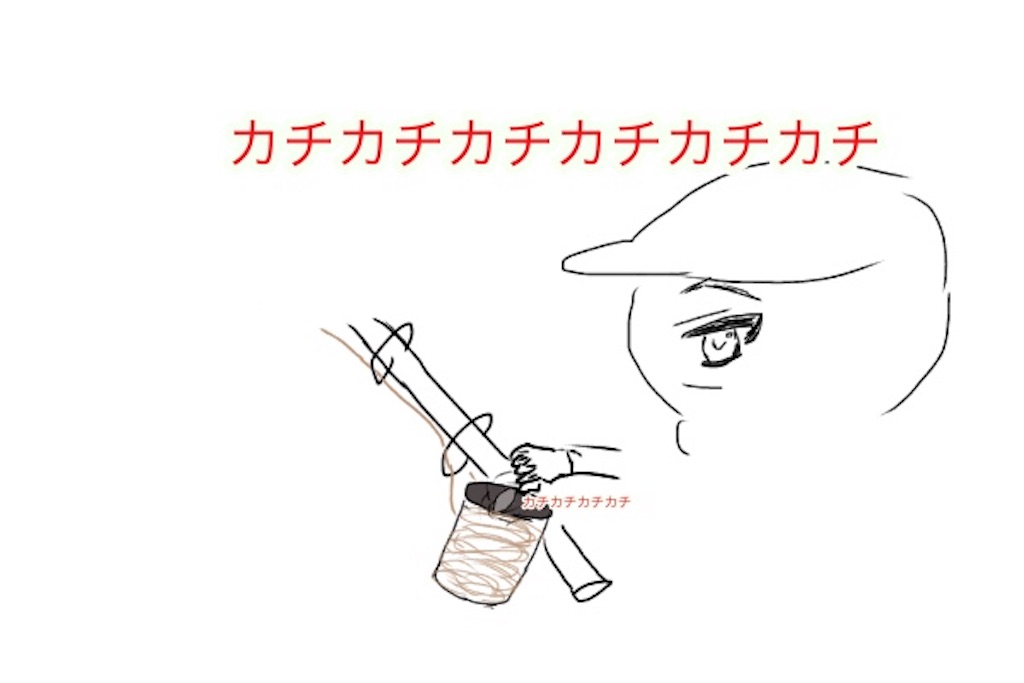 釣り、リールを弄るイラスト