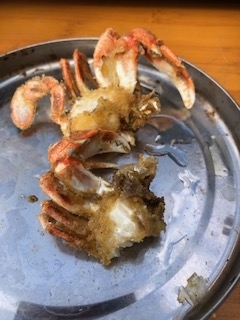 九十九里浜で採れたヒラツメガニのから揚げ 50代 ゼロからの農業