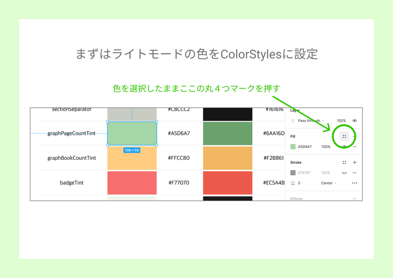 ライトモードの色をColorStylesに登録