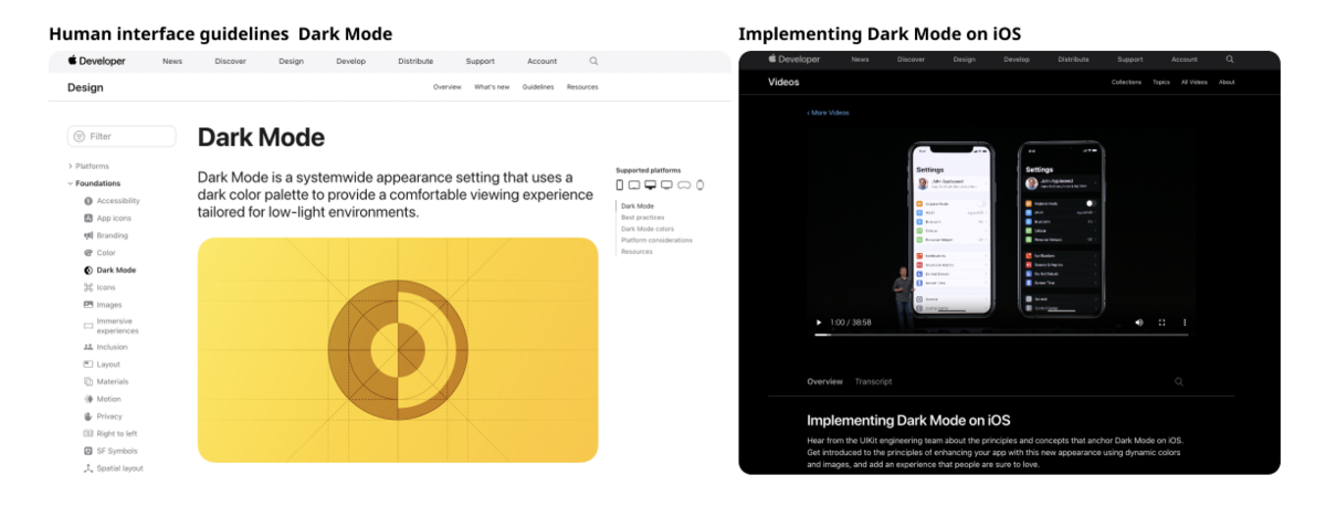 Human interface guidelines Dark Mode