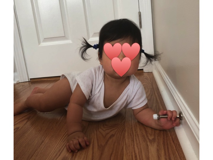 初めてのヘアカット。記念に髪の毛を結びました。