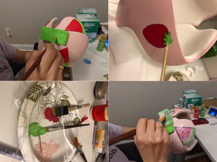 ヘルメットのデコレーション。色付けとMod Podge(ニス)塗り
