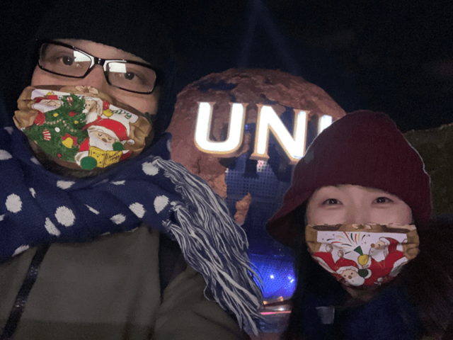 USJでクリスマスのマスク