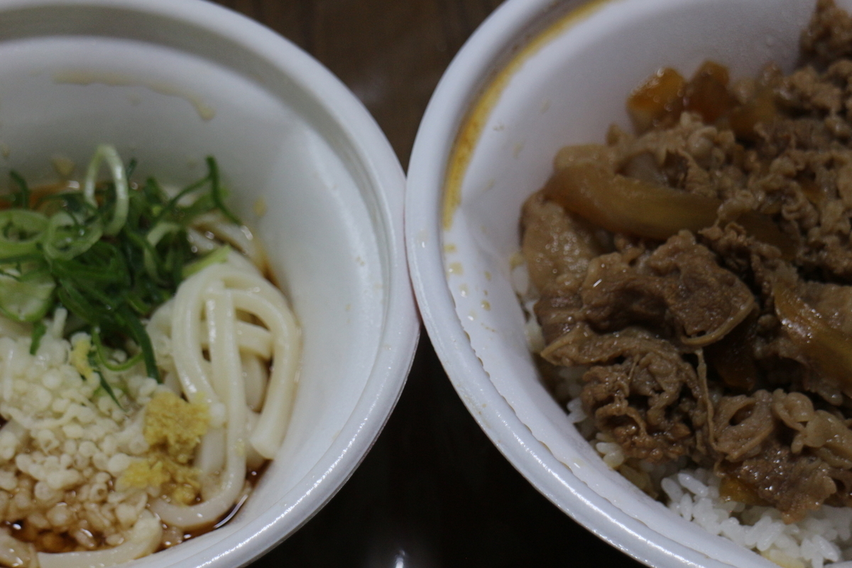 なか卯 お持ち帰り限定 ワンコイン 和風牛丼 並 はいからうどん 小 ブルックリンライフハック
