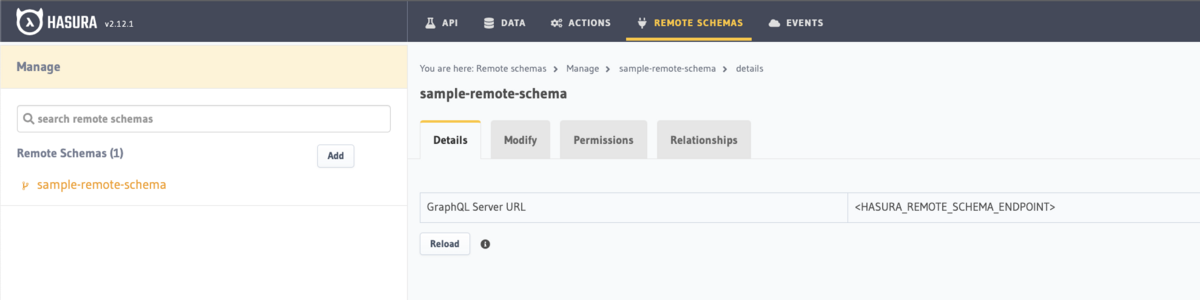 Remote Schemaを登録した