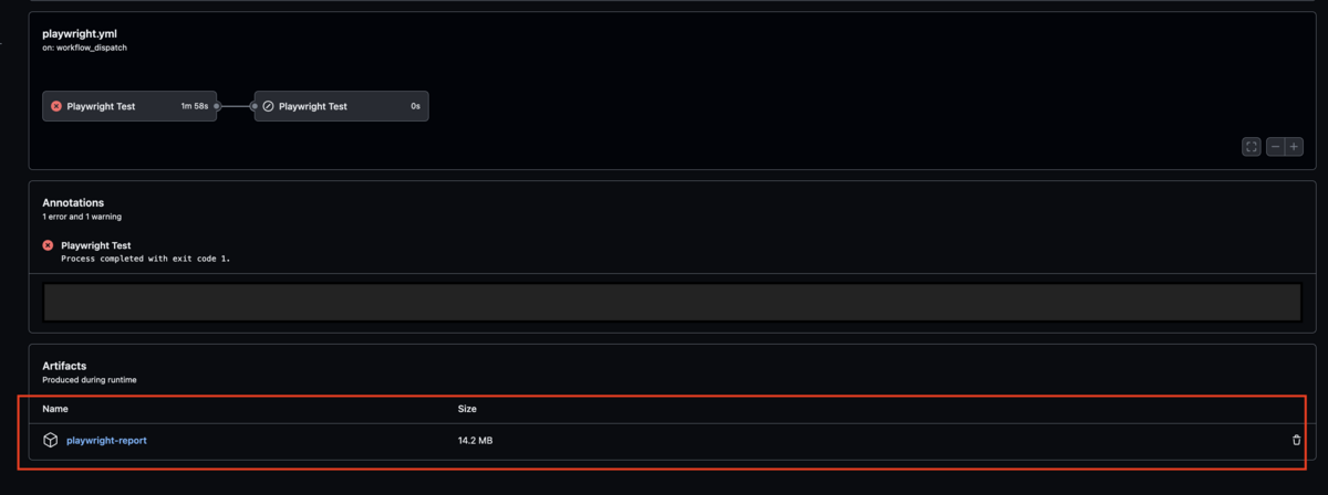 失敗時はGitHub Actionsでレポートを出力