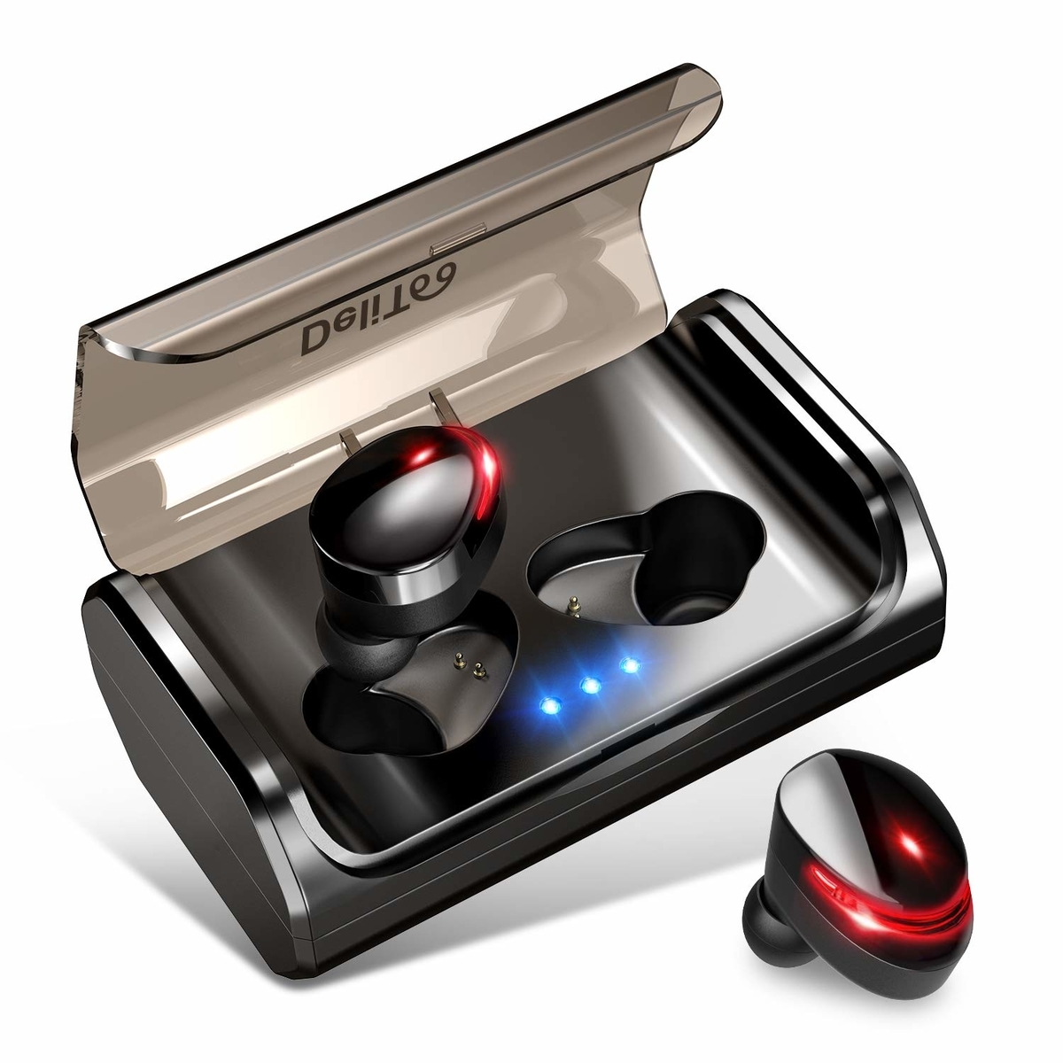 DeliToo JP Bluetooth イヤホン IPX7防水 左右分離型 充電式収納ケース 