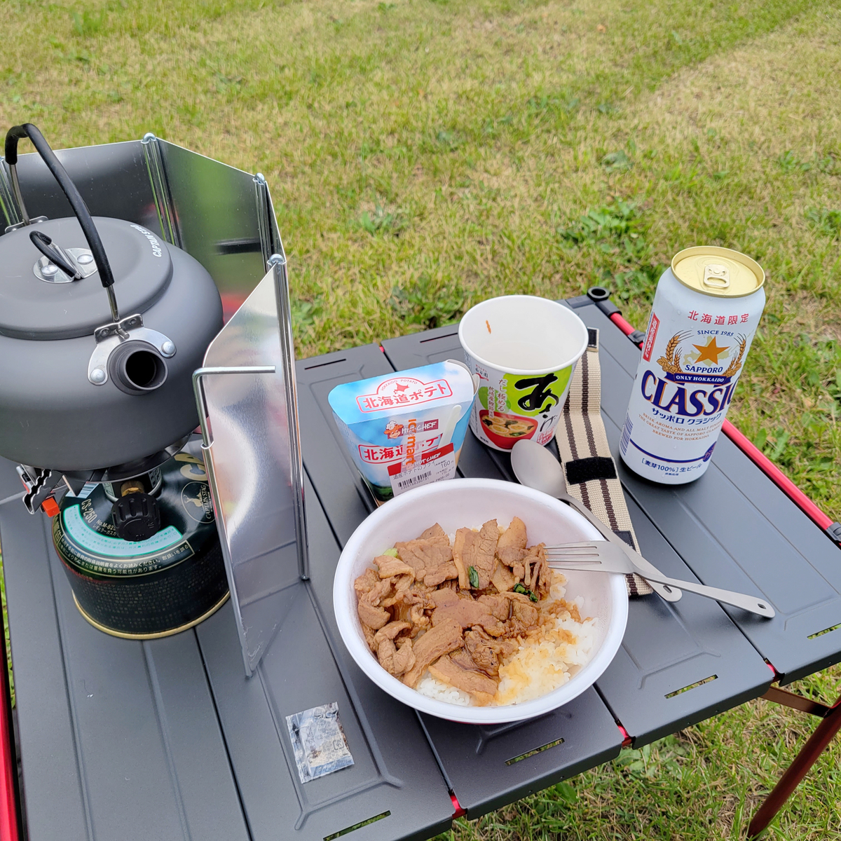 小平望洋台キャンプ場で夕食