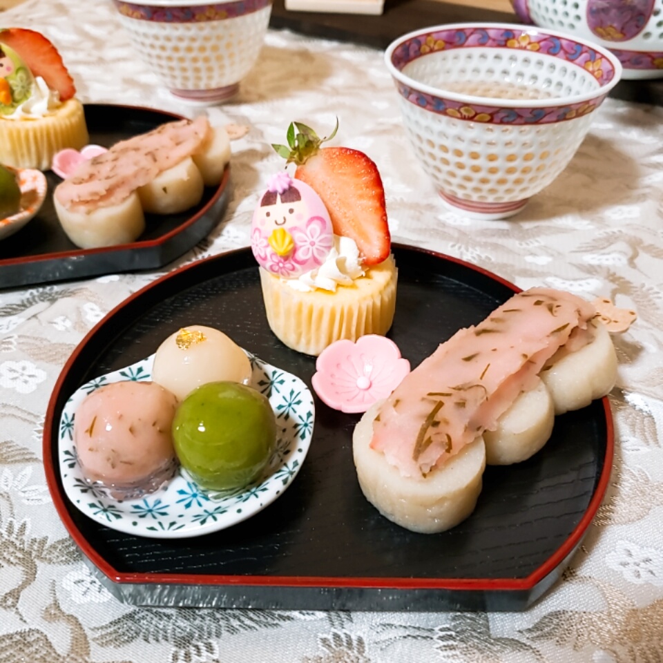 ひなまつりケーキ❀プレートアレンジ ひな祭りの（mini）スイーツプレート - 低糖質なお菓子たち