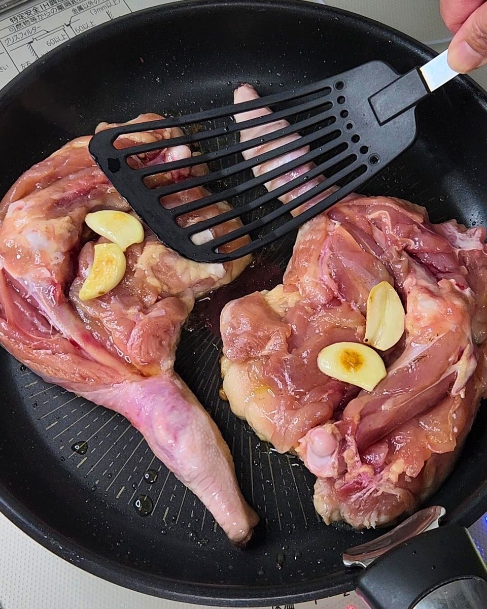 皮目を焼いている様子