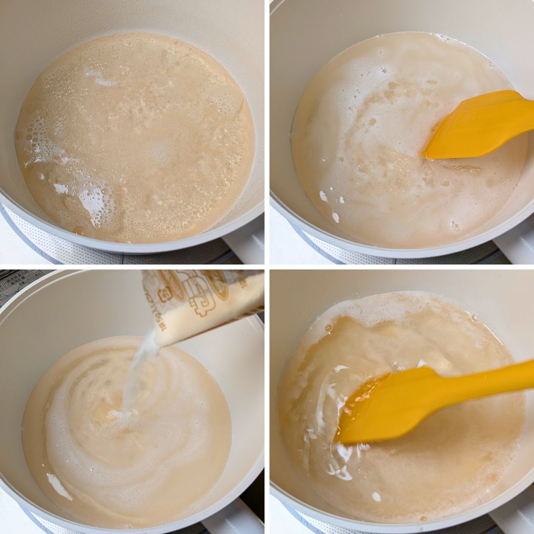 白ワインゼリー液を作る工程