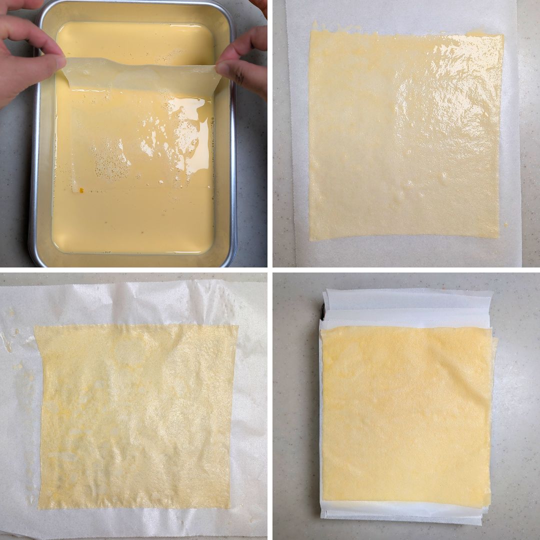 春巻きの皮をレンジ加熱している様子