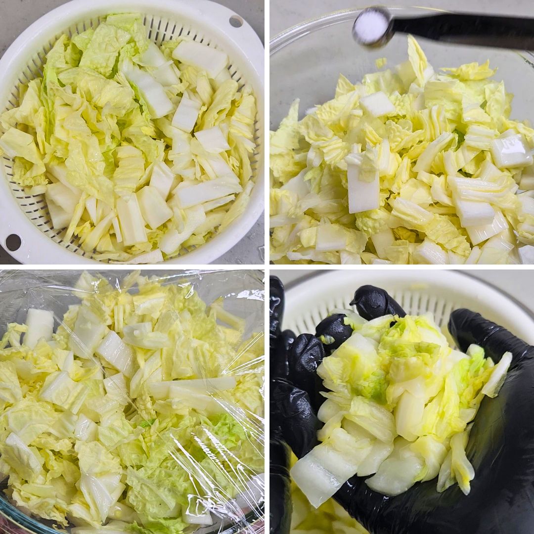 白菜のレンジ加熱と水切り