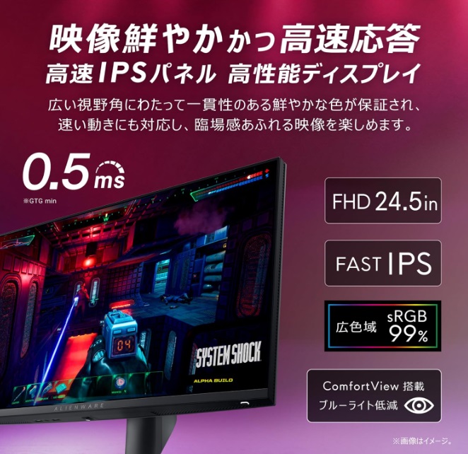 ALIENWARE 2523HFゲーミングモニター 画面ひび割れあり ALIENWARE