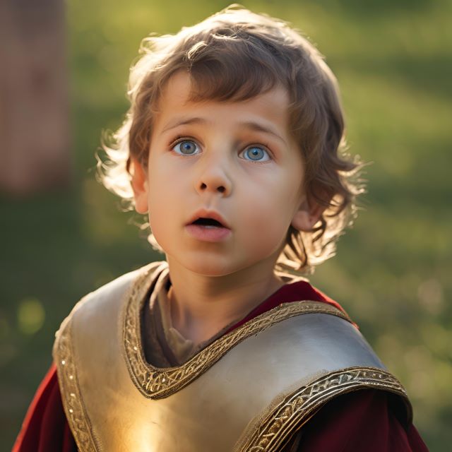 尊敬の眼差しで見上げる子ども