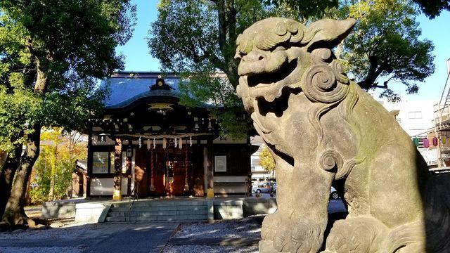 橘樹神社の社殿と狛犬
