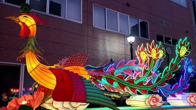 横浜中華街の夜景/会芳亭の近く