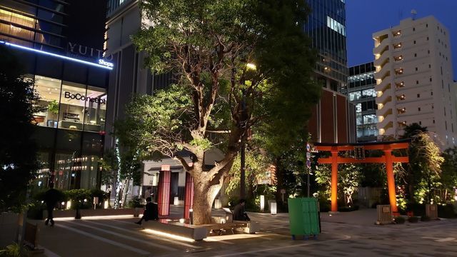 夜の福徳神社の鳥居