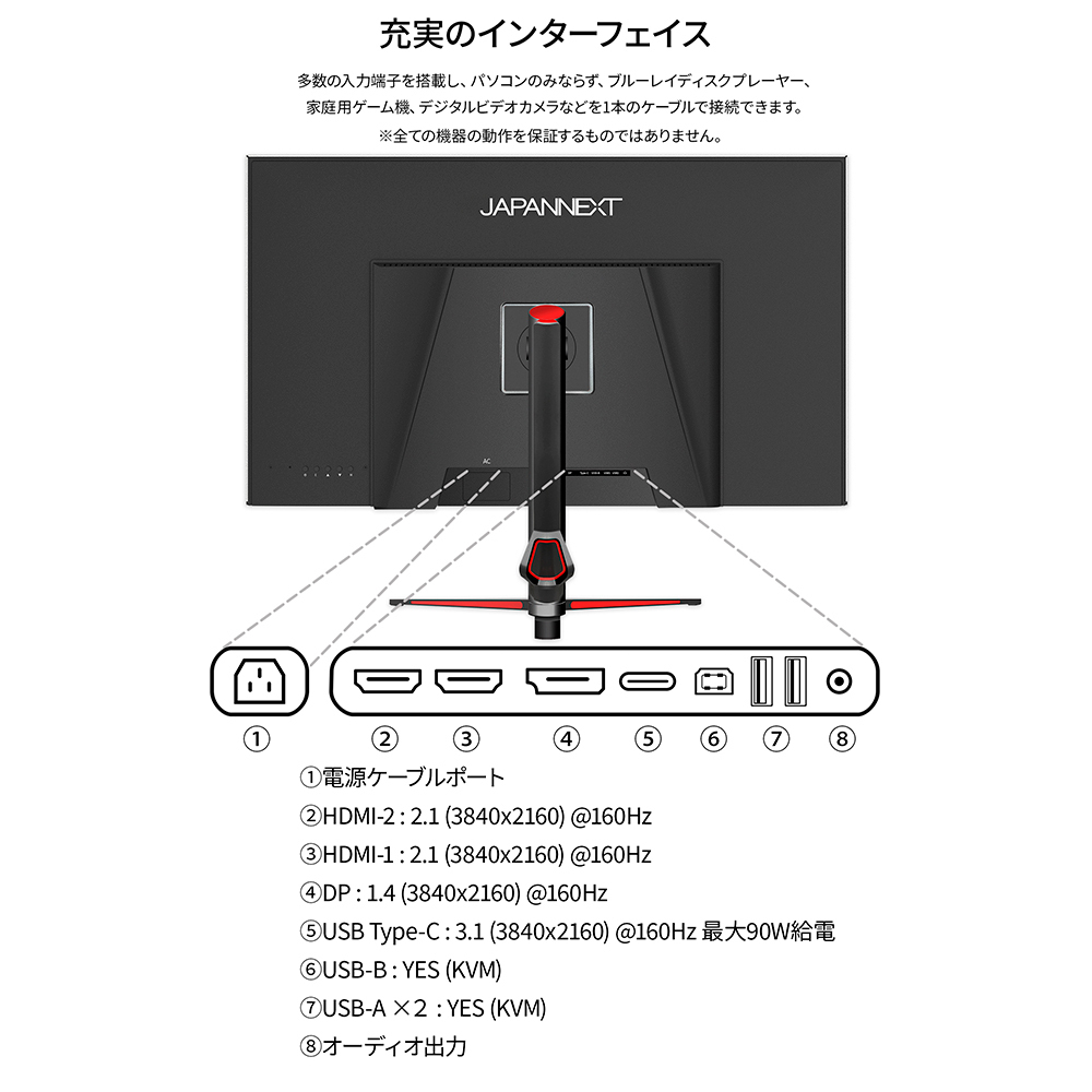 JAPANNEXT 38インチ 4Kモニター JN-38i160U-H-C9 JAPANNEXT 大画面38インチ 4K(3840x2160)解像度 IPSパネル搭載