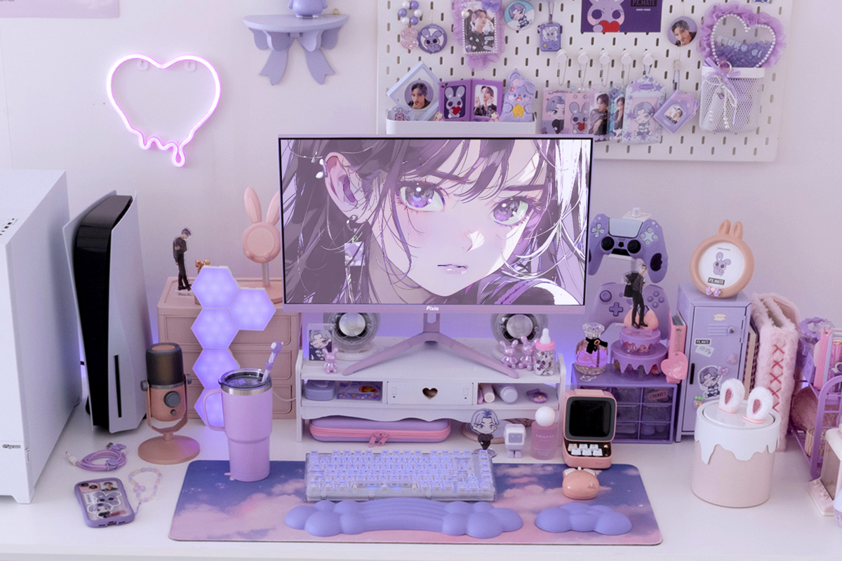 新色登場】Pixioパステルカラーゲーミングモニター｜パープル＆ミント