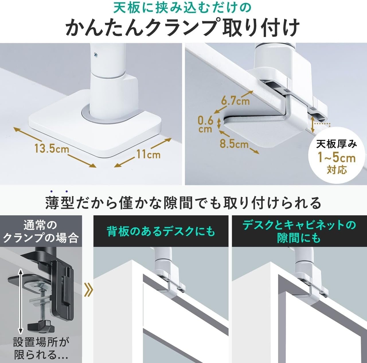 天板下への出っ張りは6mm