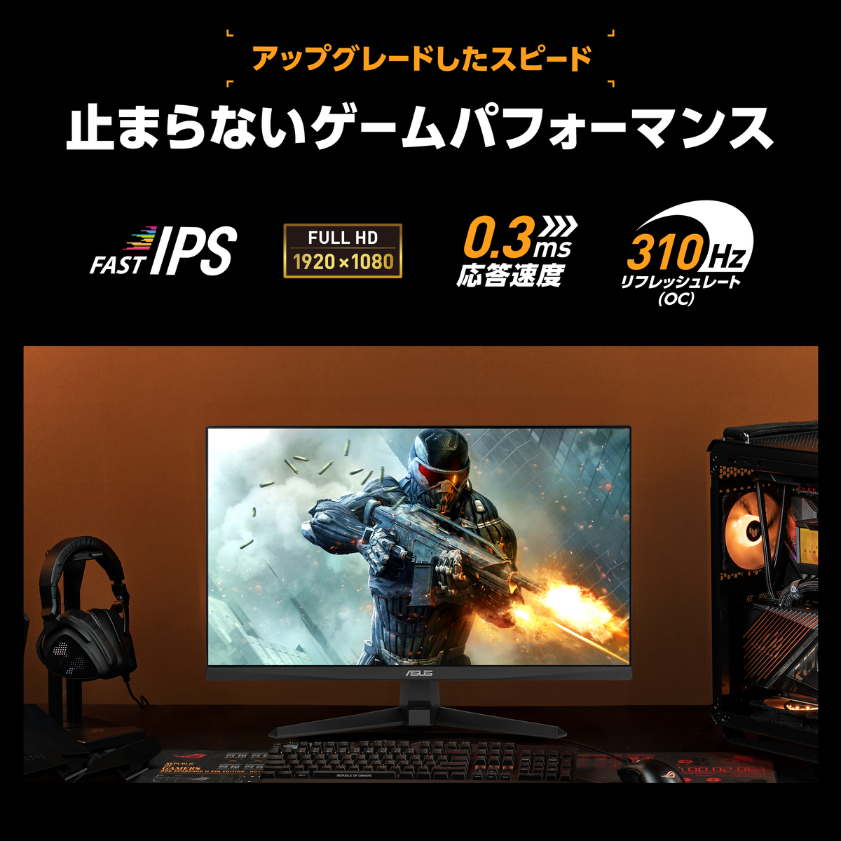 最大310Hz（OC）×0.3ms（GTG）