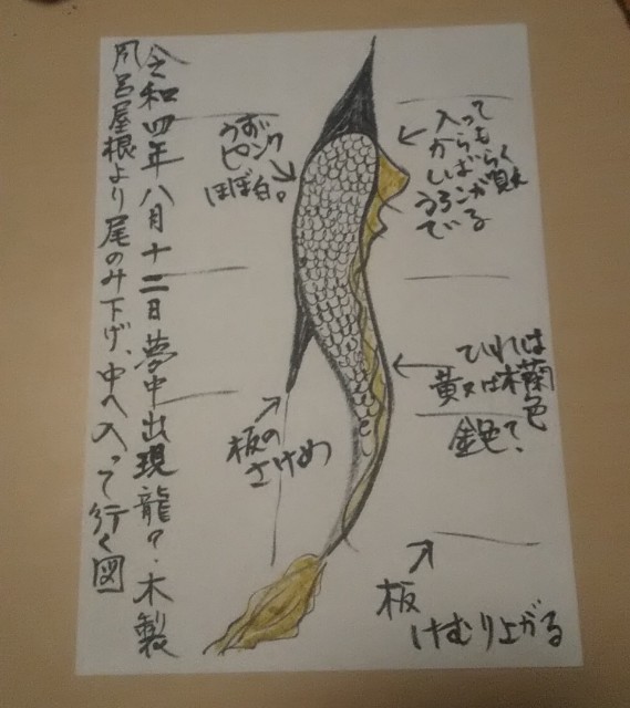 木製風呂天井から龍 の尻尾 夢 白蓮庵のブログ 木製風呂天井から龍 の尻尾 夢 白蓮庵のブログ