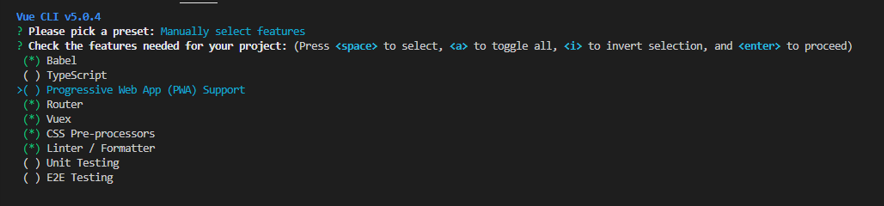 Check the features needed for your project