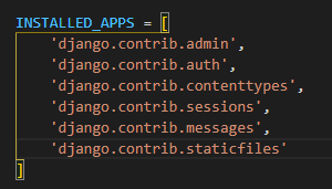 Djangoのsettings.pyのINSTALLED_APPの編集