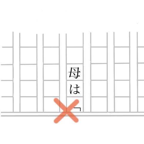 原稿用紙行末にきた始まり括弧のNG例