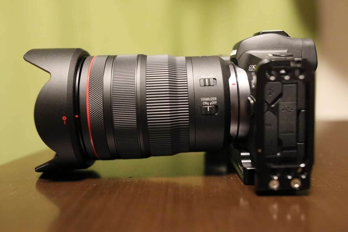 EF24-70mm F2.8L II USM＋EF-EOS Rアダプターセット EOS Rで装着外観を比較してみる。 EF24-70mm F2.8L II USM ＆ RF24