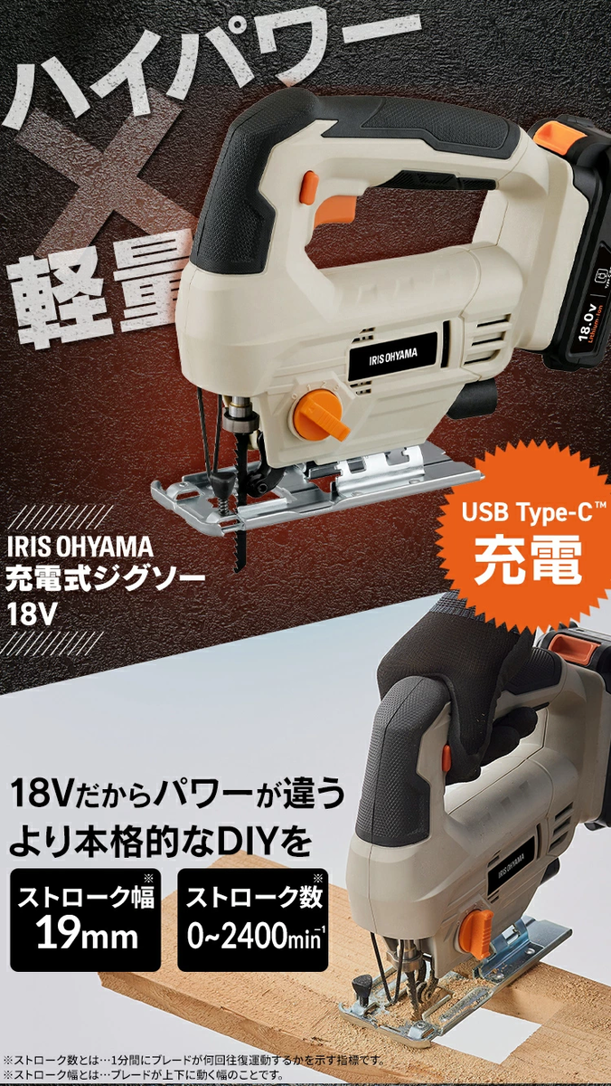 アイリスオーヤマ 充電式ジグソー JJS181TC 4967576772693