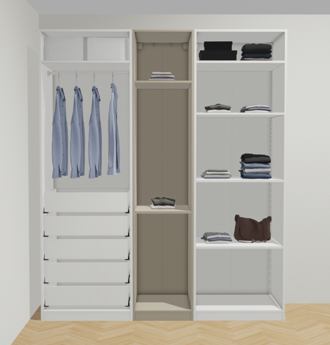 【配送可】IKEA PAX ワードローブ一式｜カスタマイズ｜解体済・ネジ完備 IKEA PAX(パックス)でつくるDIYビルトイン風クローゼット（前編