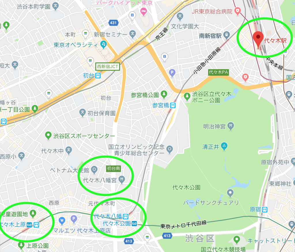 代々木周辺地図 – 代々木 路線図 , 「代々木駅」周辺地図 – AXOA