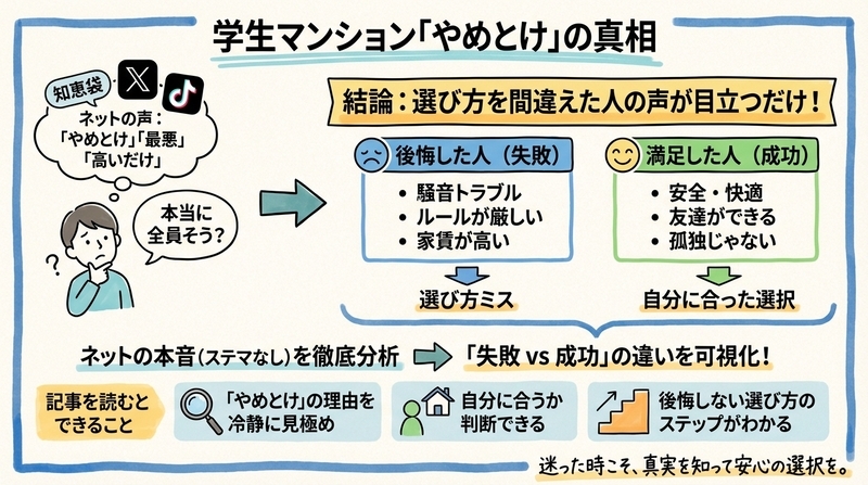 学生マンションはやめとけ？知恵袋・SNSで判明した後悔談
