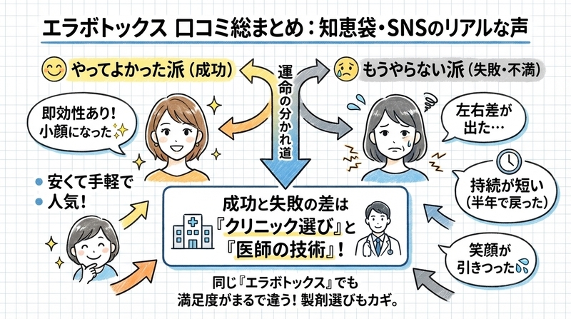 エラボトックスは知恵袋やSNSでどう言われている？リアルな口コミ総まとめ