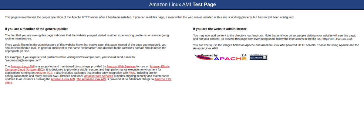 f:id:carametal:20200304203856p:plain Amazon Linux Test Page