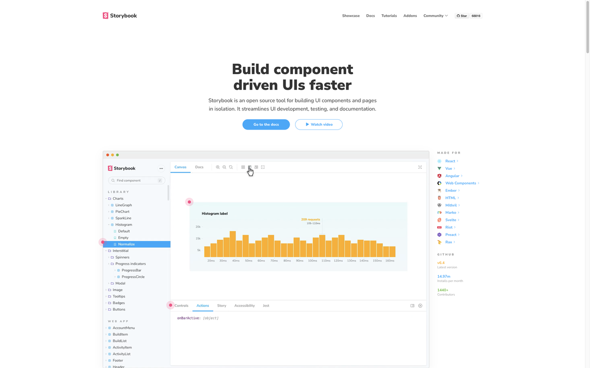 スクリーンショット:Storybook 公式サイト TOP ページ
