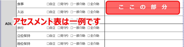 アセスメント表イメージ