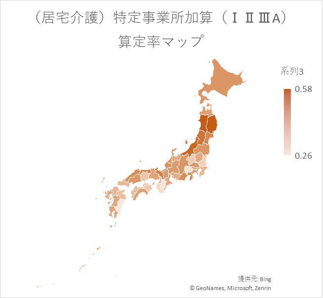 都道府県別特定事業所加算登録率ヒートマップ
