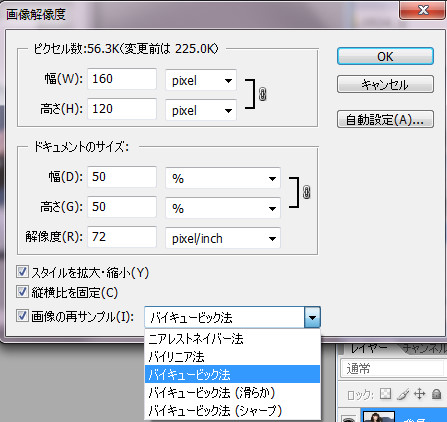 画像の再サンプルでの補間手法 画像の再サンプルでの補間手法一覧