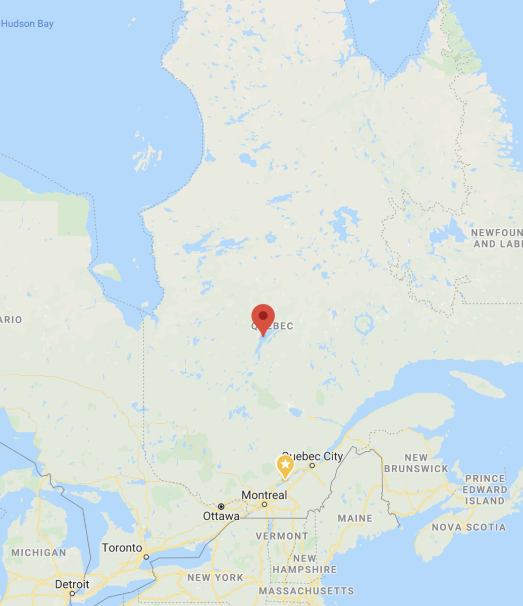 google map Lake Mistassini in Quebec, Canada