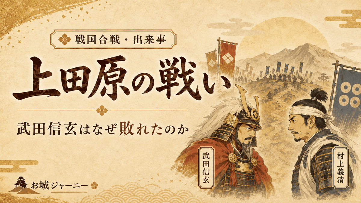 1548年の上田原の戦いで、武田信玄が村上義清に敗れたことを紹介するアイキャッチ画像