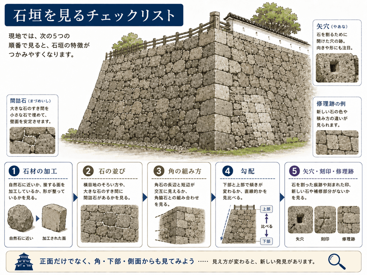 お城の石垣を現地で見るときの5つのチェックポイント